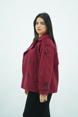 Trench Bordeaux en faux daim