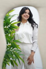 Chemise en Popeline - Rayé Beige