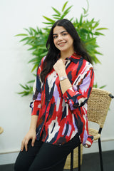 Chemise en mousseline - Rouge imprimée