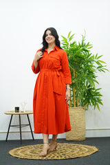 Robe rouge brique à coupe fluide