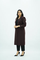 Manteau Long Ajusté Bordeaux