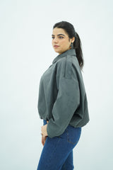 Bomber Gris en faux daim