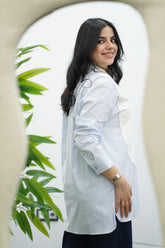 Chemise en Popeline - Bleu ciel rayé