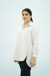 Chemise Longue Rayée en Lin