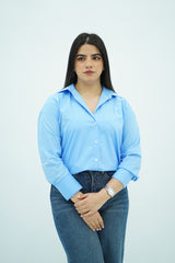 Chemise Bleu ciel En Popeline