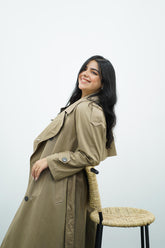 Trench long beige taupe