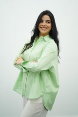 Chemise Rayée Vert Menthe Oversize