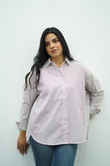 Chemise oversize rayée blanc & rouge