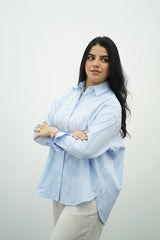 Chemise oversize rayée Bleu et blanche