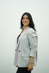 Veste élégante à carreaux gris clair ✨