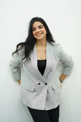 Veste élégante à carreaux gris clair ✨