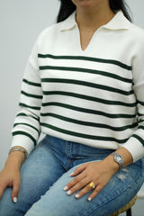 Pull Rayé Col Polo - Multi Couleurs