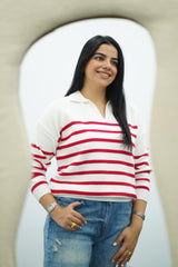 Pull Rayé Col Polo - Multi Couleurs