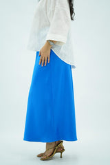 Jupe longue satinée bleu