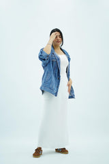 Jupe longue satinée blanche