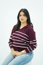 Pulls Rayé à Col V