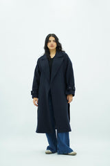 Manteau Bleu nuit oversize avec ceinture