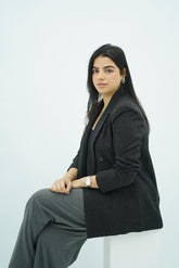 Veste blazer gris anthracite – Double boutonnage