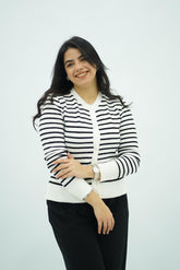 Pulls cardigans en maille rayée