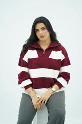 Pulls rayés à col zippé