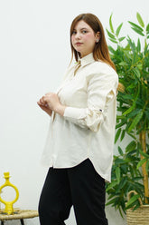 Chemise en popeline blanc cassé