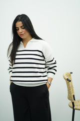 Pull Rayé Col Polo - Multi Couleurs