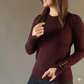 Pulls fin basiques col rond à boutons doré