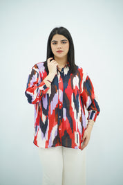 Chemise imprimée rouge en mousseline