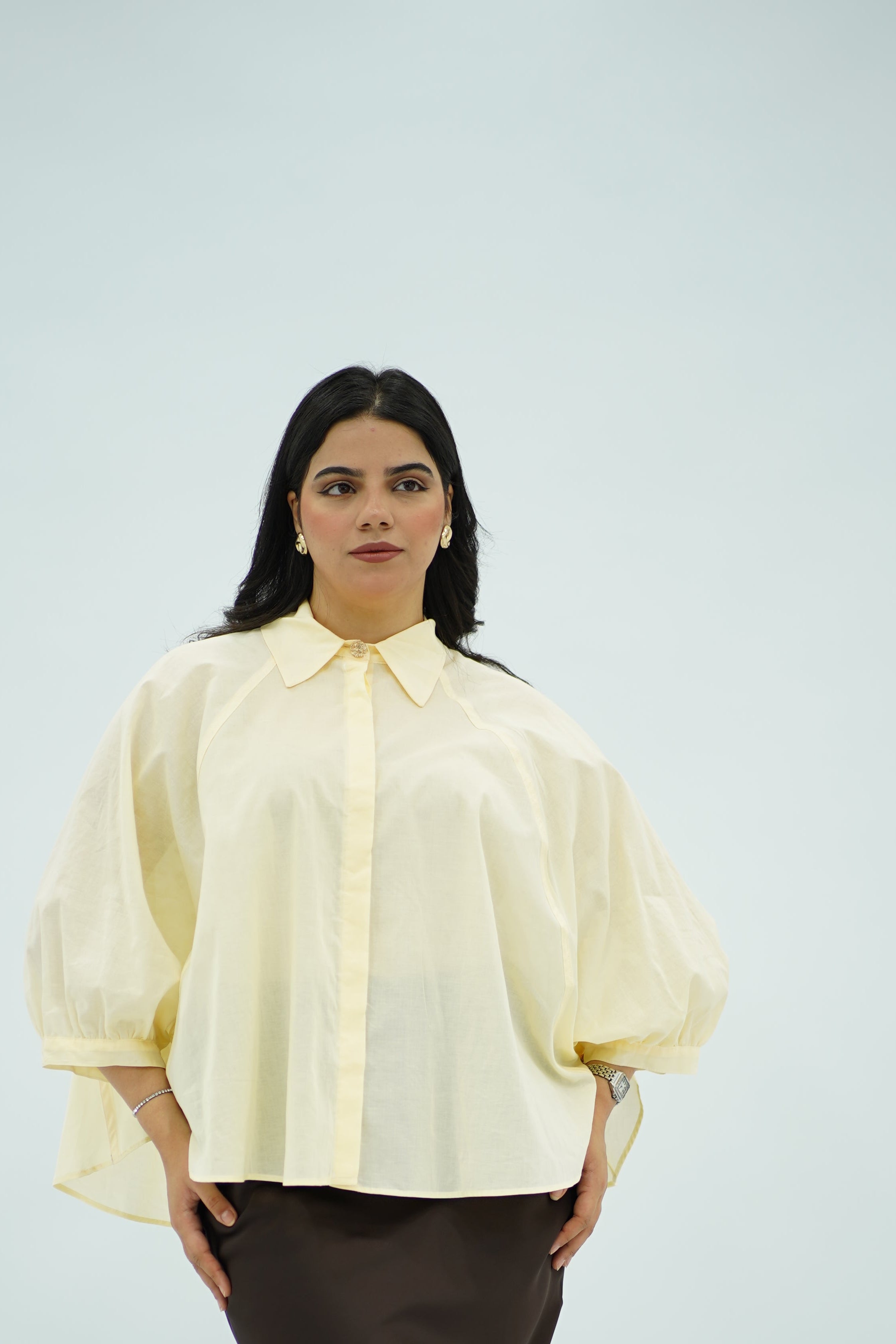Chemise en popeline Jaune banane