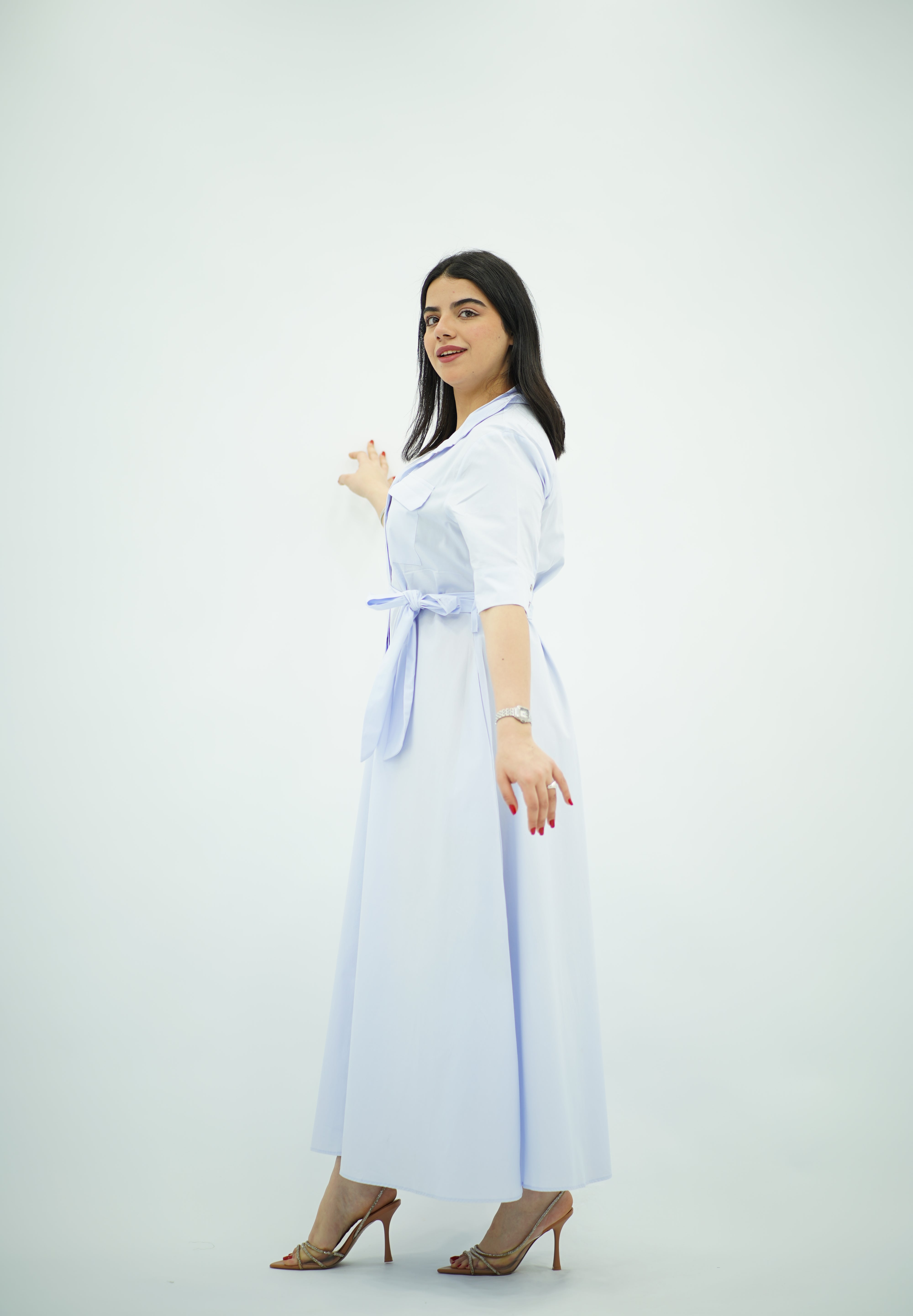 Robe Longue Chemise Bleu Ciel