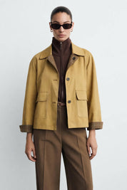 Veste Double Face Moutarde & Motifs Pied-de-Poule