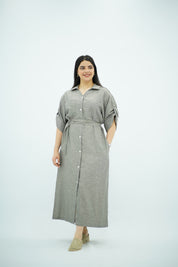 Robe Gris Longue En lin
