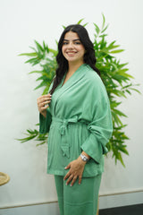 Ensemble fluide en lin style kimono
