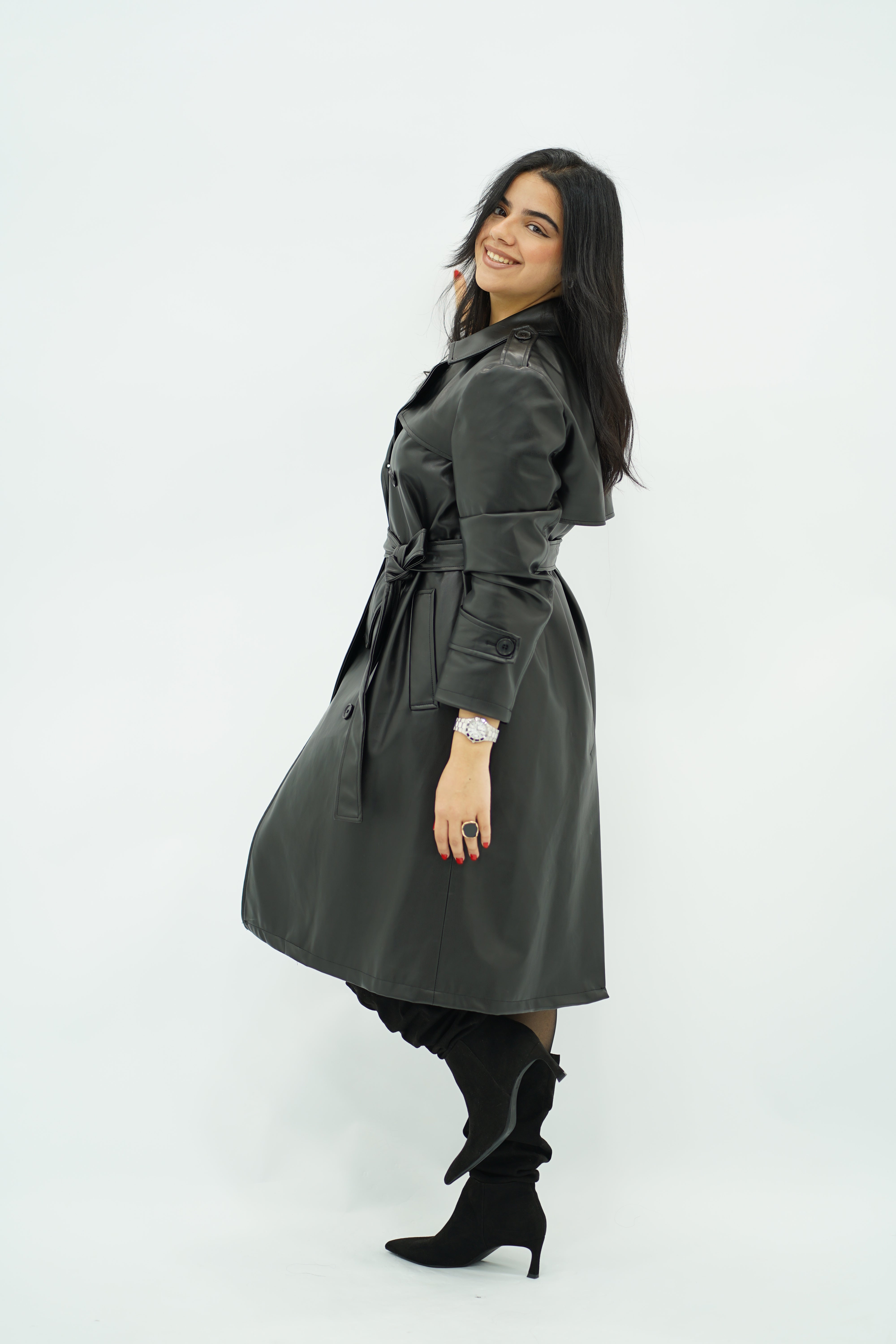 Trench Noir en similicuir