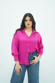 Chemise En satin Rose Fushsia