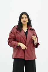 Trench Court en Similicuir Bordeau