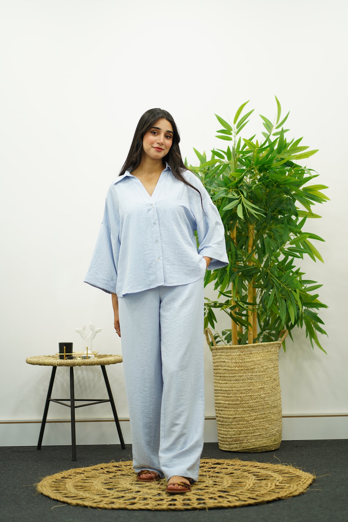 Ensemble en crêpe - Bleu ciel