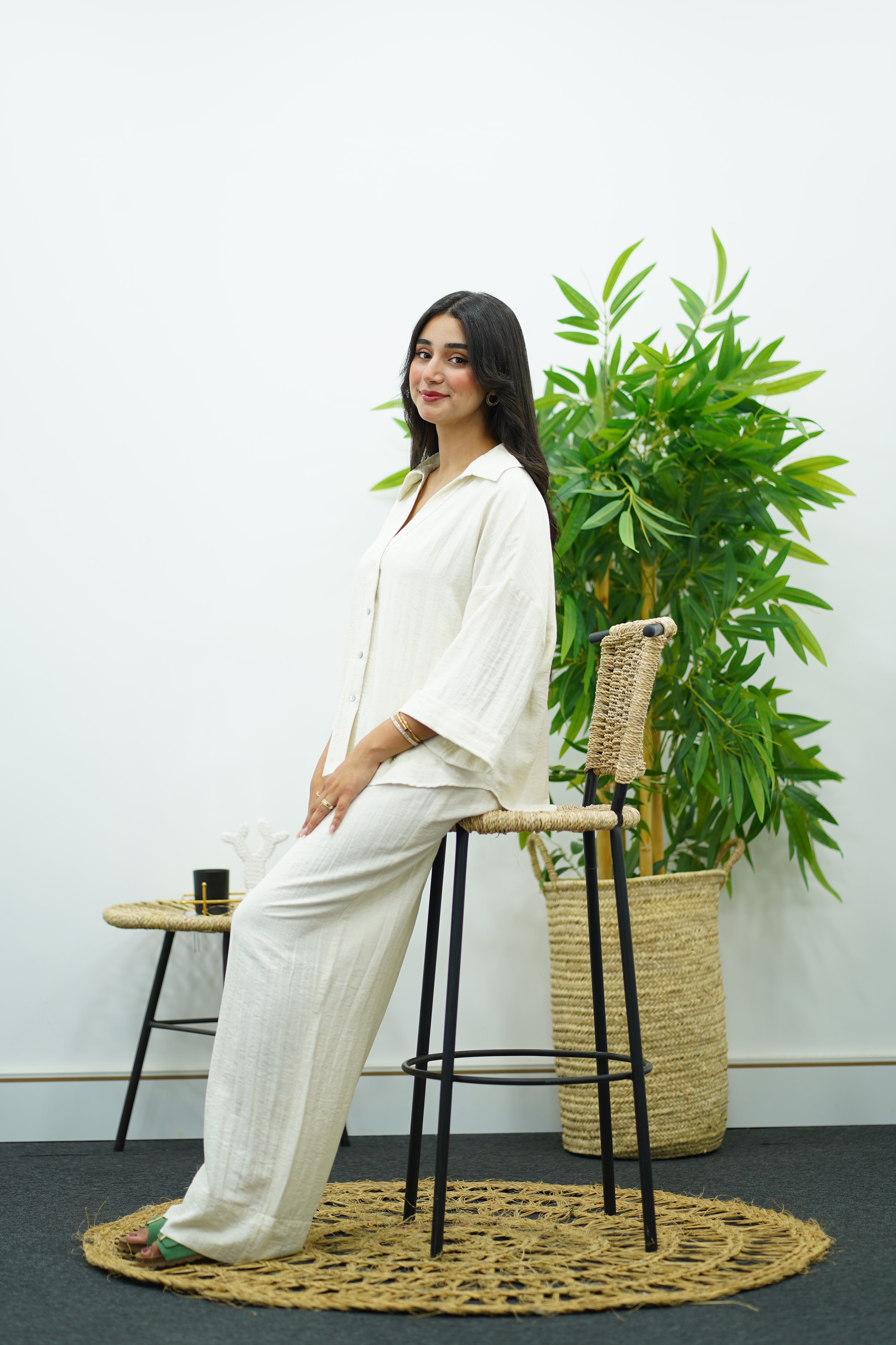 Ensemble Blanc cassé En crêpe