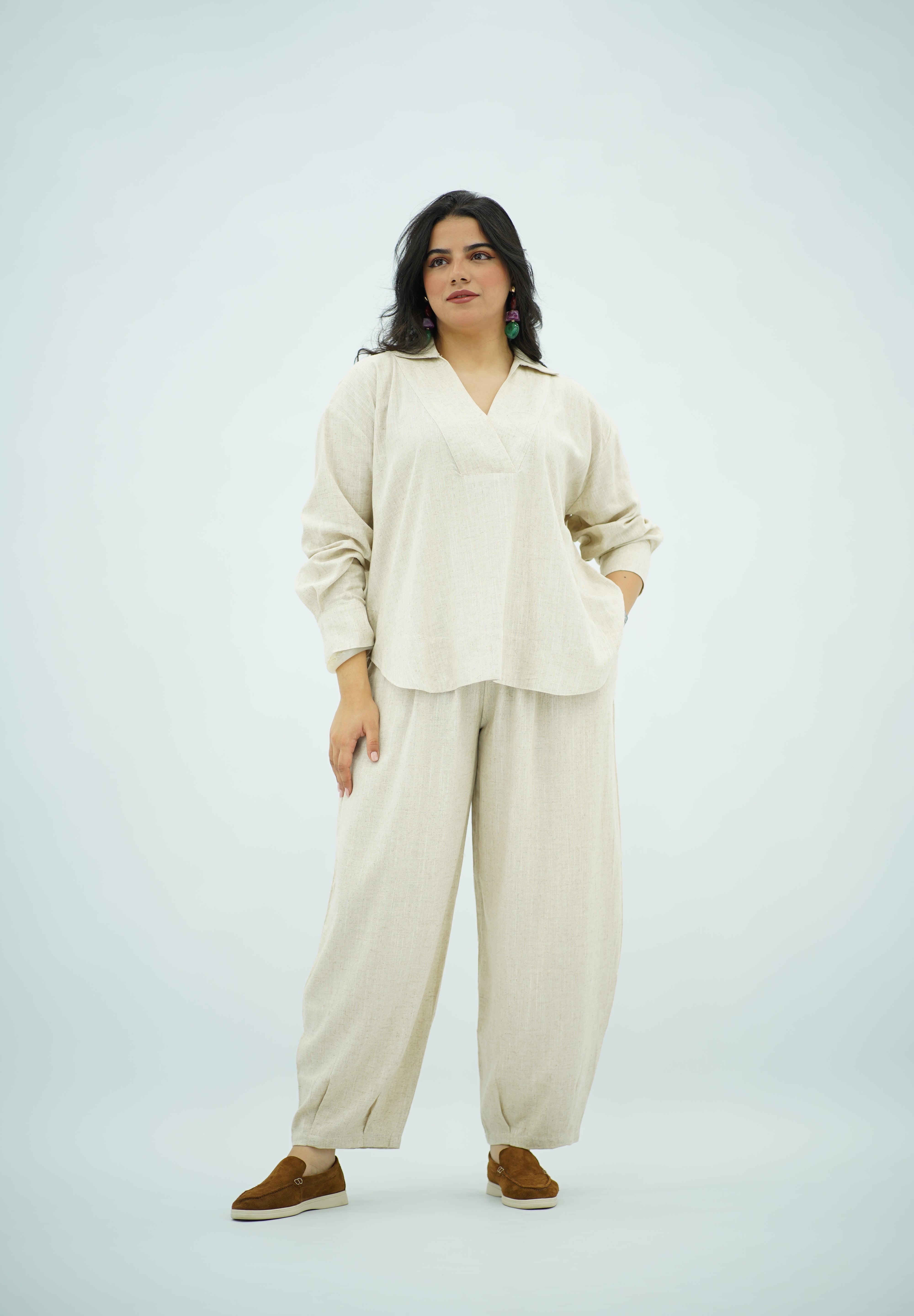 Ensemble en Lin beige naturel