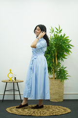 Robe En Popeline - Bleu Ciel