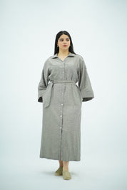 Robe Gris Longue En lin