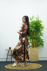 Robe fluide imprimé feuillage