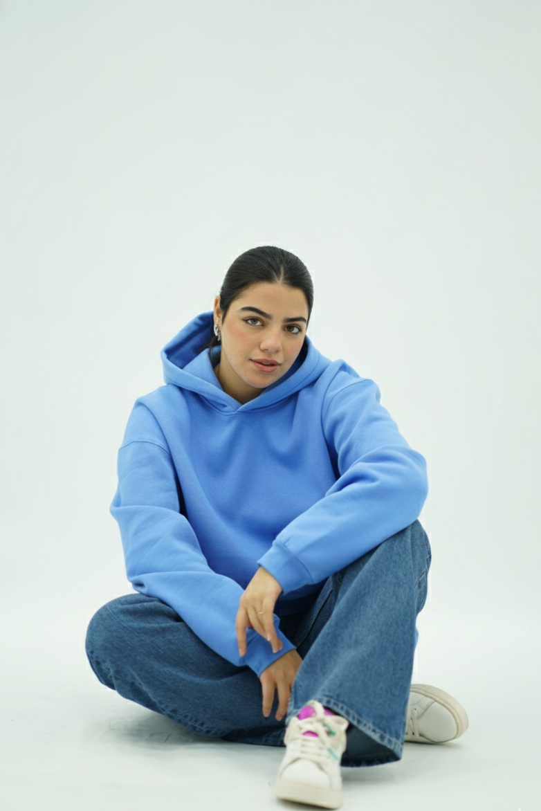 Capuche Bleu turquoise oversize