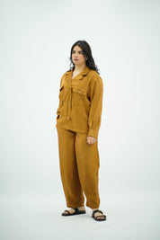 Ensemble Camel fluide effet satiné