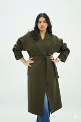 Manteau oversize avec ceinture Kaki