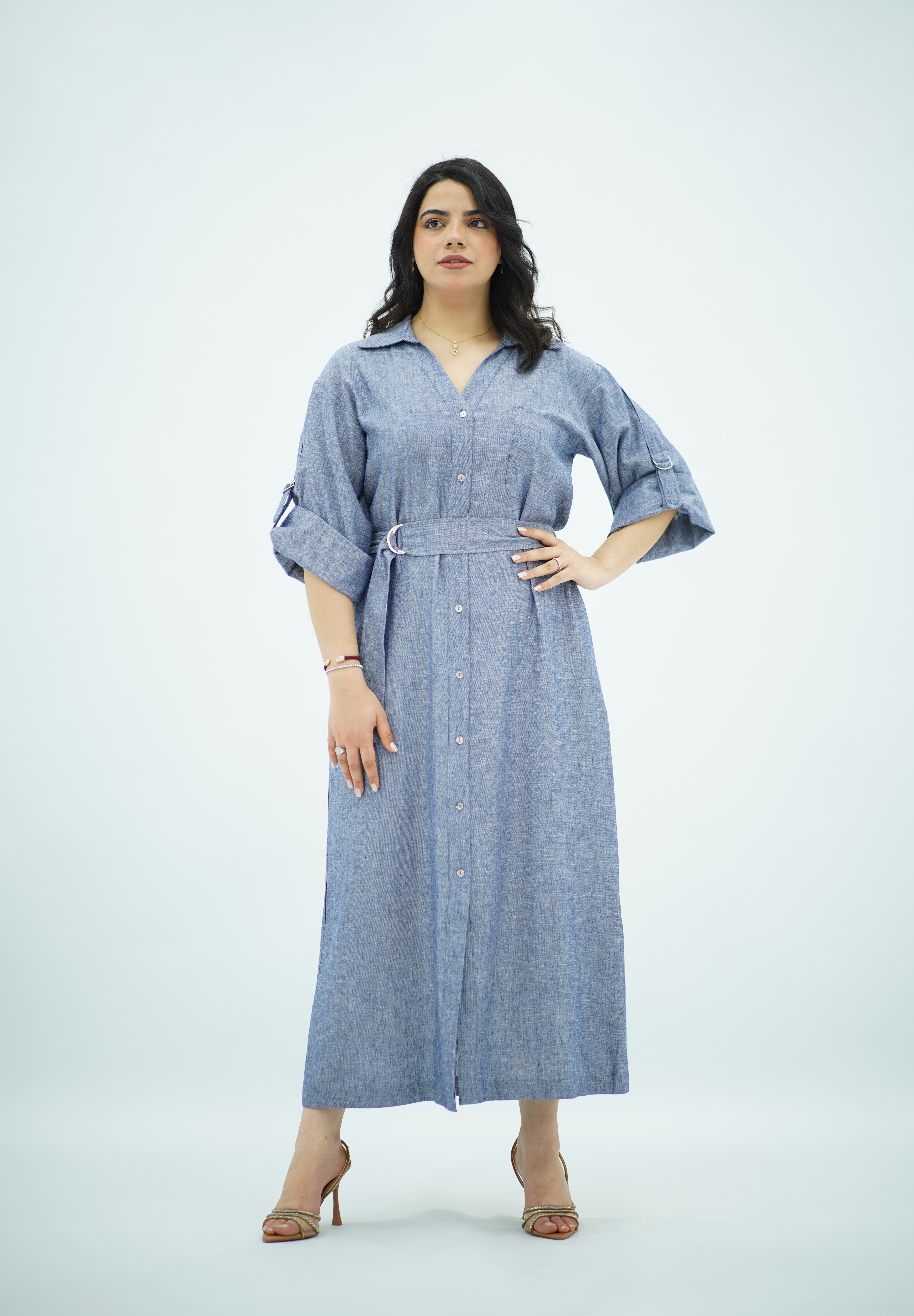 Robe Bleu jeans en Lin