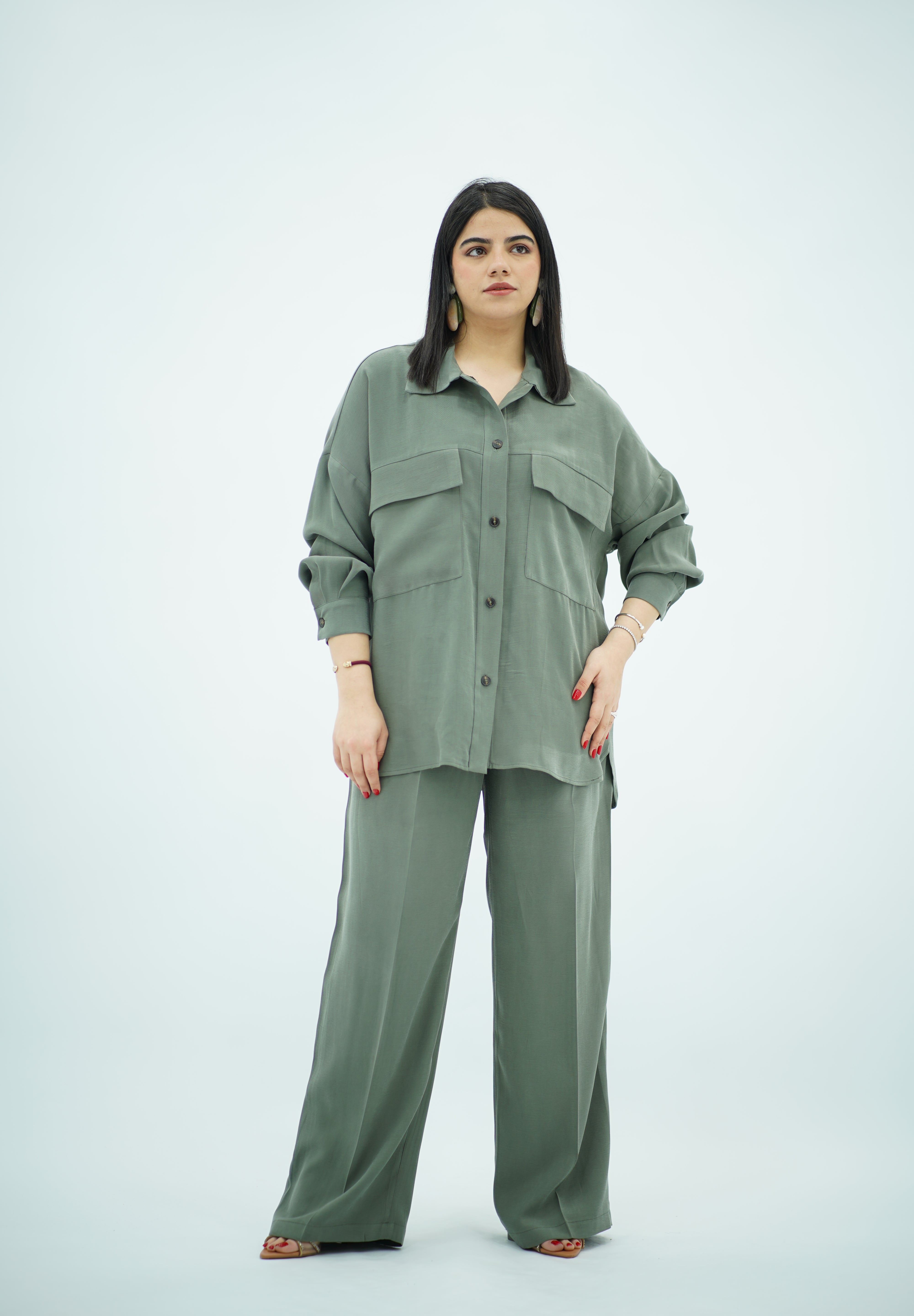 Ensemble Vert militaire Matière Tencel