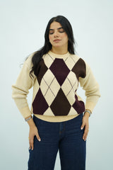 Pull à motifs losanges en maille