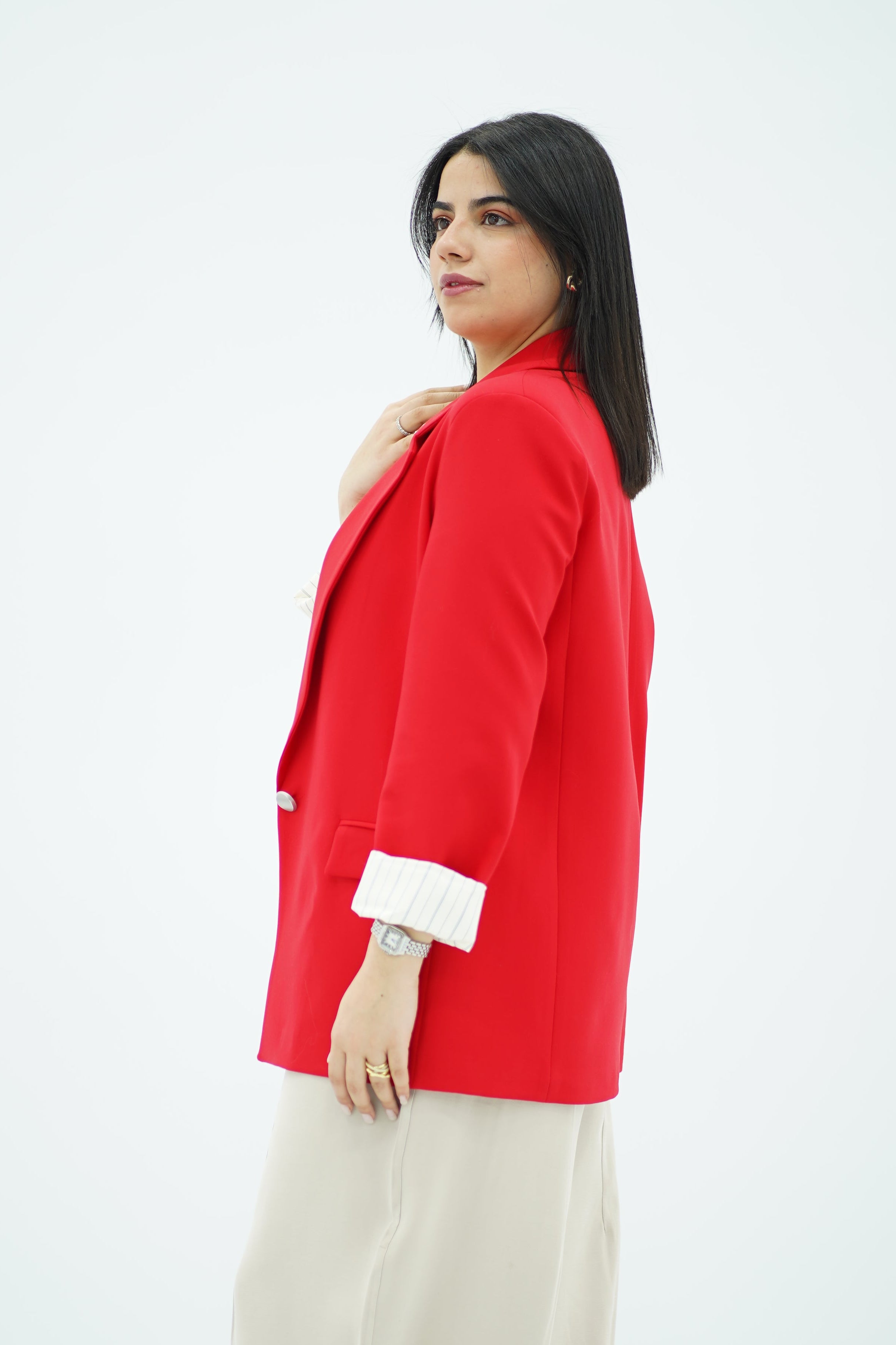 Blazer Structuré Rouge Vif