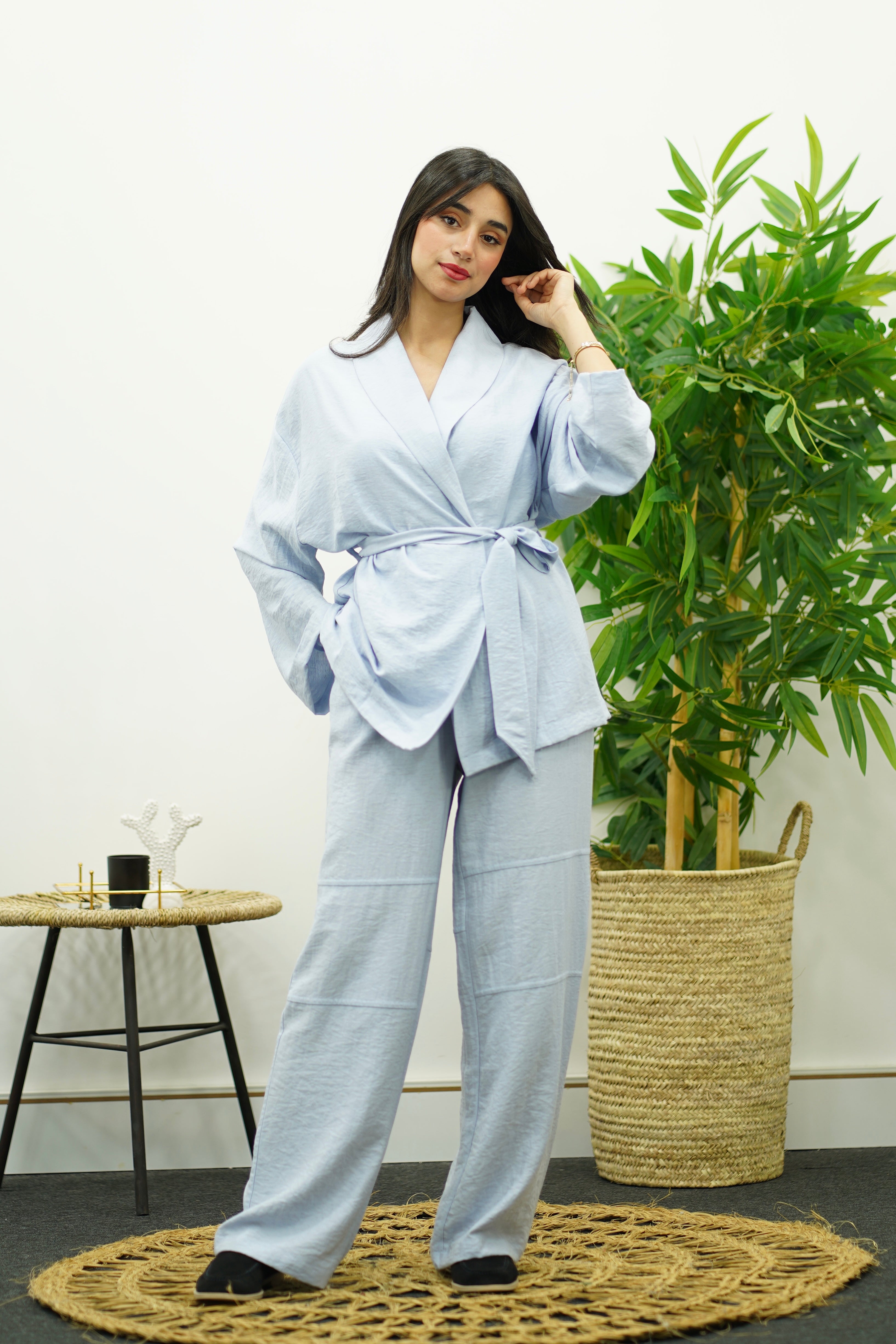 Ensemble Fluide Style Kimono - bleu ciel